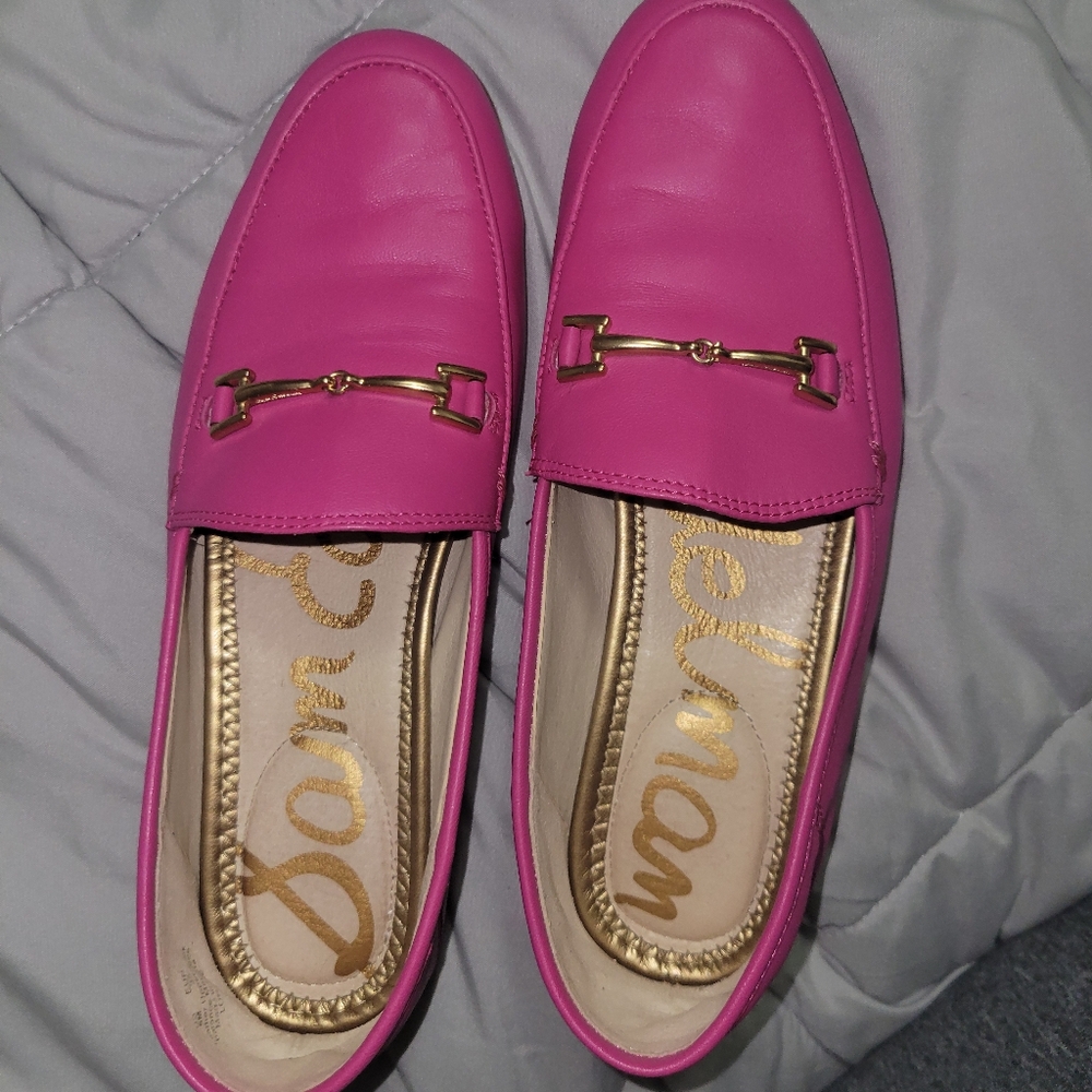Sam Edelman Fuchsia Loafers with Gold Accent 5